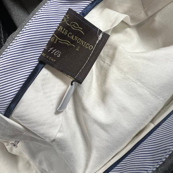 Luigi Bianchi Pants Men's W40 Navy Gray Wool Vitale Barberis Canonico Mohair - Picture 7 of 7